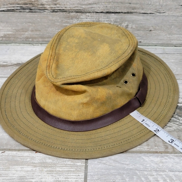 Vintage C.C. FILSON Co. Tin Cloth Bonded Leather Packer Hat - Picture 15 of 16